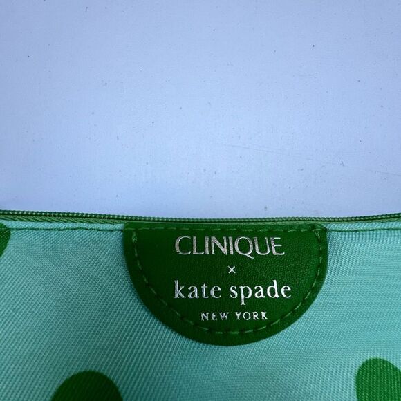 Clinique x Kate Spade Cosmetic Makeup Bag Green Polka Dot - Picture 4 of 6